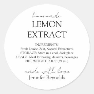 Homemade Lemon Extract Instructions Classic Round Sticker