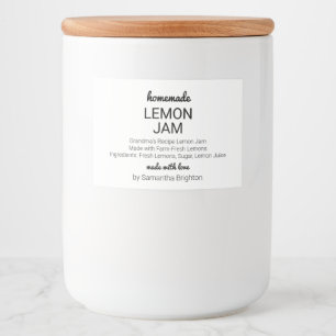 Homemade Lemon Jam Custom Kitchen Pantry Canning Food Label