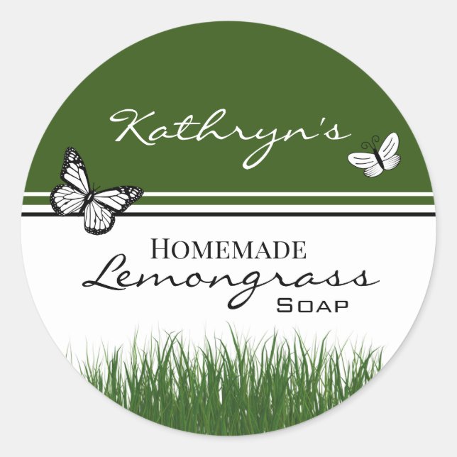 Homemade Lemongrass Soap Personalized Classic Round Sticker (Front)