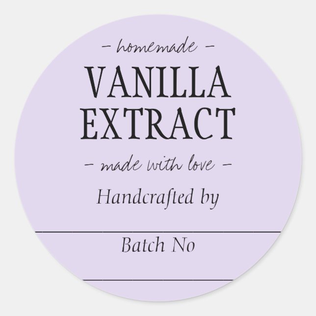 Homemade Lilac Vanilla Extract Kitchen Jar Classic Round Sticker (Front)