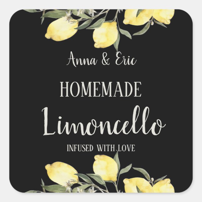 Homemade Limoncello Elegant Modern Wedding Square Sticker (Front)