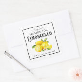 Homemade Limoncello Italian Liqueur with Name Square Sticker (Envelope)