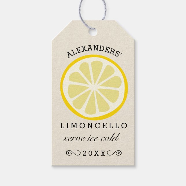 Homemade Limoncello Lemon Slice Gift Tags (Front)