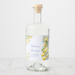 Homemade Limoncello Mediterranean Tile Thank you Liquor Bottle Label