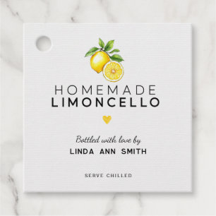 Homemade Limoncello Personalized Bottled Favour Tags
