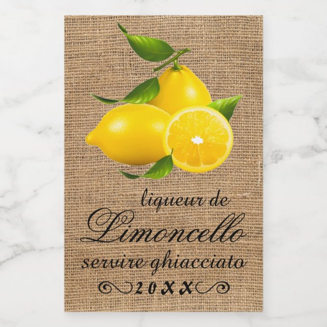 Homemade Limoncello Small Bottle Label | (Single Label)