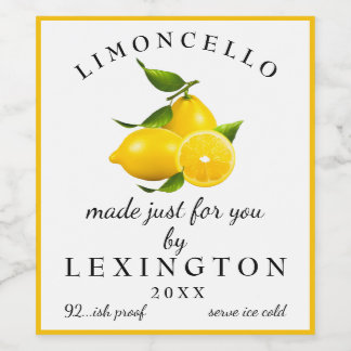 Homemade Limoncello Tall Bottle Label |