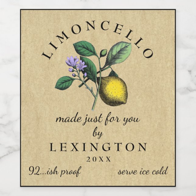 Homemade Limoncello Vintage Lemon Label | (Single Label)