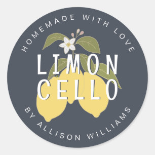 Homemade Limoncello Vintage Lemons Dark Blue Label