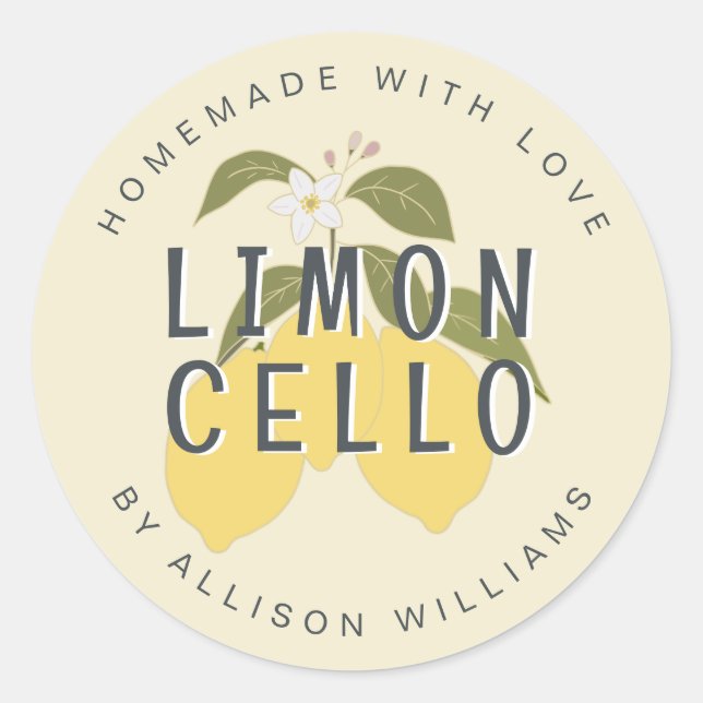 Homemade Limoncello Vintage Lemons Label (Front)