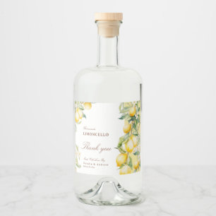 Homemade Limoncello Watercolor Lemons Thank you Liquor Bottle Label