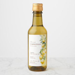 Homemade Limoncello Whimsical Watercolor Lemons Wine Label