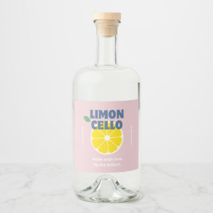 Homemade Love Modern Pink Kraft Limoncello Liquor  Liquor Bottle Label