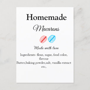 Homemade macarons add ingredients made with love b postcard