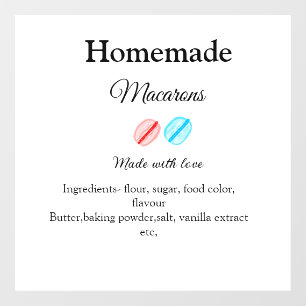 Homemade macarons add ingredients made with love b window cling