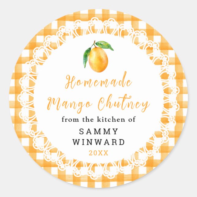 Homemade Mango Chutney Jar Label (Front)