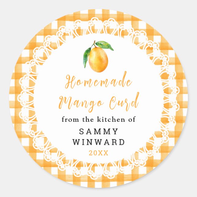 Homemade Mango Curd Jar Label (Front)