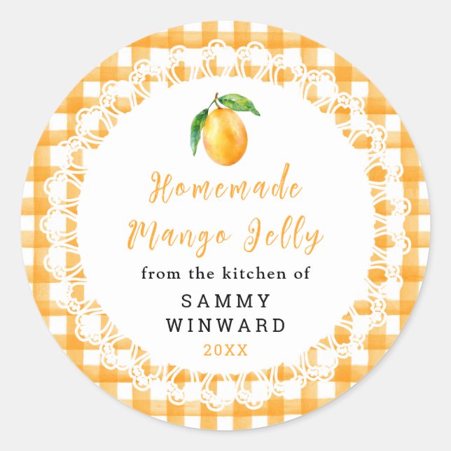 Homemade Mango Jelly Jar Label (Front)