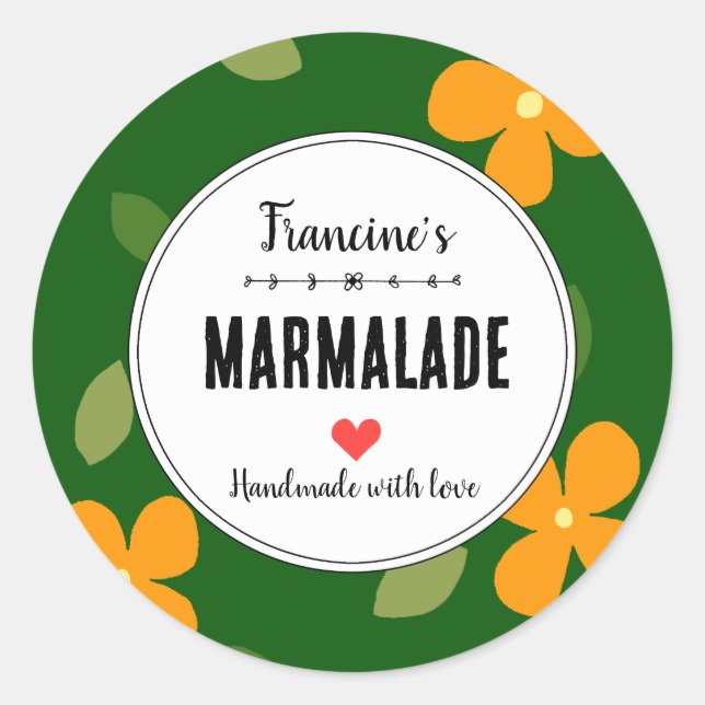 Homemade Marmalade Fruits Preserve Gift Custom Classic Round Sticker (Front)