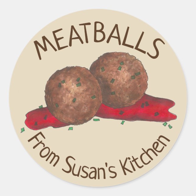 Homemade Meatballs Italian Kitchen Personalized Classic Round Sticker (Front)