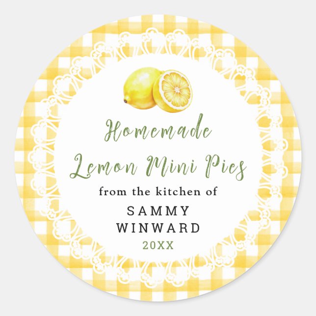 Homemade Mini Lemon Pie Label (Front)