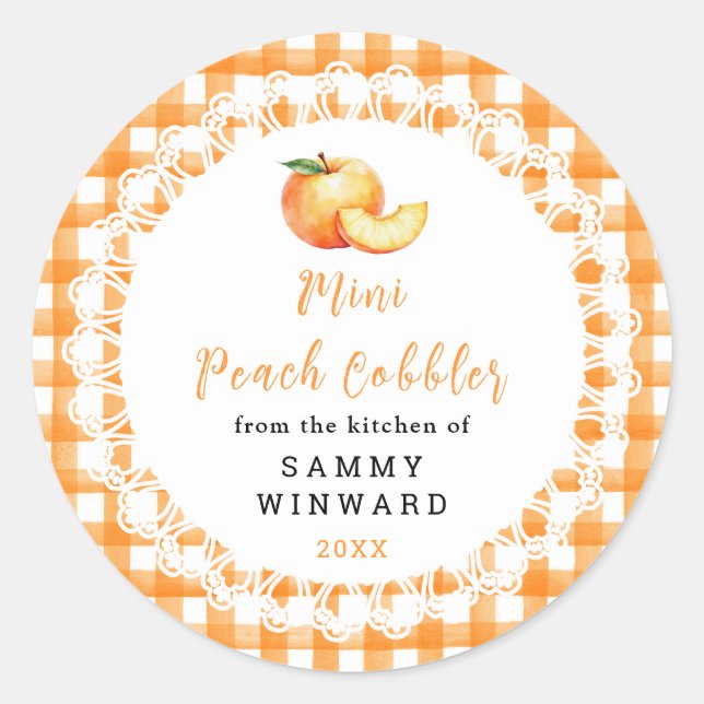 Homemade Mini Peach Cobbler Label (Front)