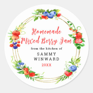 Homemade Mixed Berry Jam Canning Label