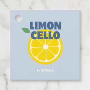Homemade Modern Blue Love Limoncello Liquor  Favour Tags