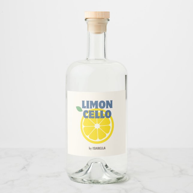 Homemade Modern Cream Love Limoncello Liquor  Liquor Bottle Label (Front)