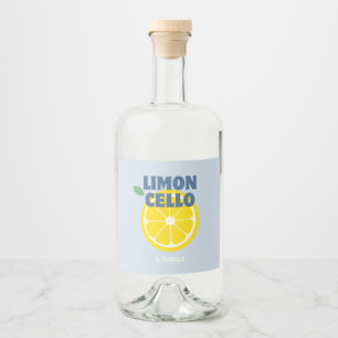 Homemade Modern Light Blue Love Limoncello  Liquor Bottle Label