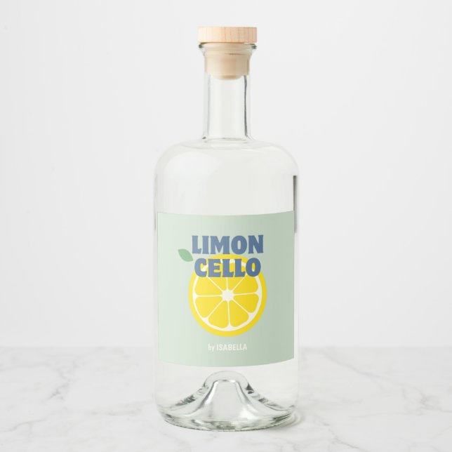 Homemade Modern Mint Limoncello Liquor Bottle Label (Front)