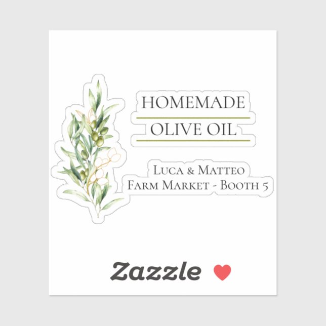Homemade Olive Oil Clear Product Label (Sheet)