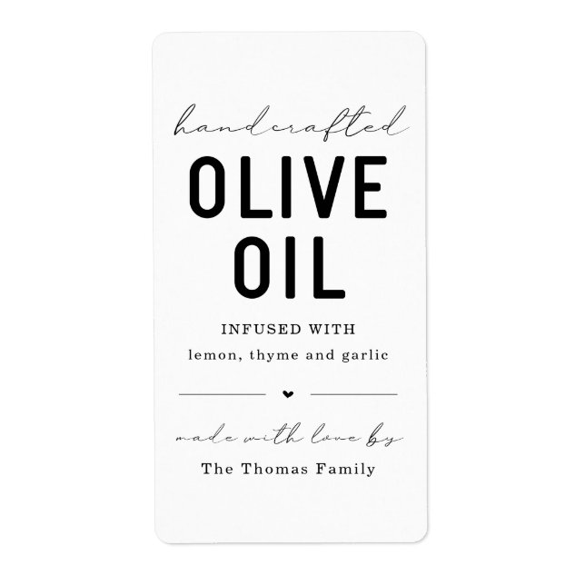 Homemade Olive Oil Label (Front)