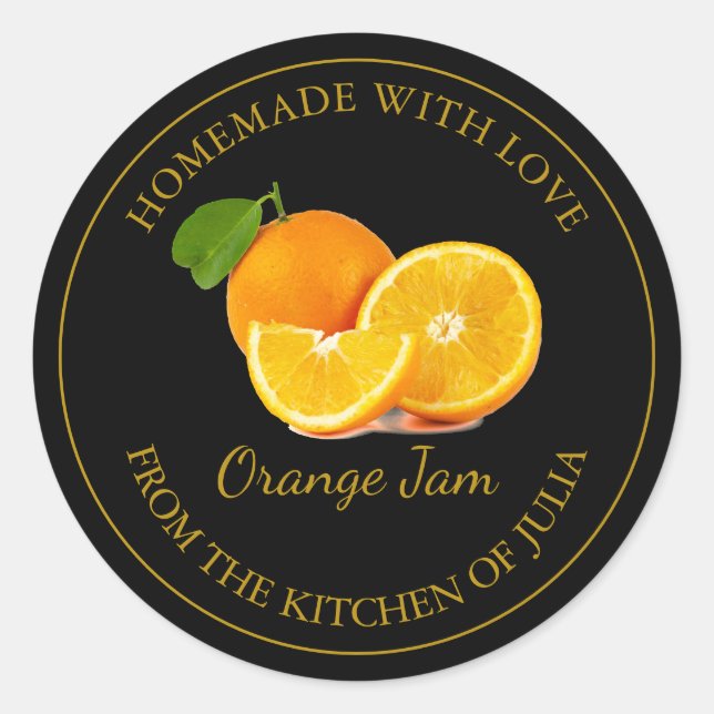 Homemade Orange Jam Label | Black (Front)