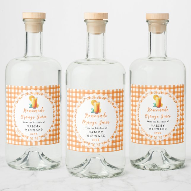 Homemade Orange Juice Drink Liquor Bottle Label (Bottles)