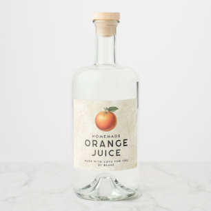 Homemade orange juice  liquor bottle label