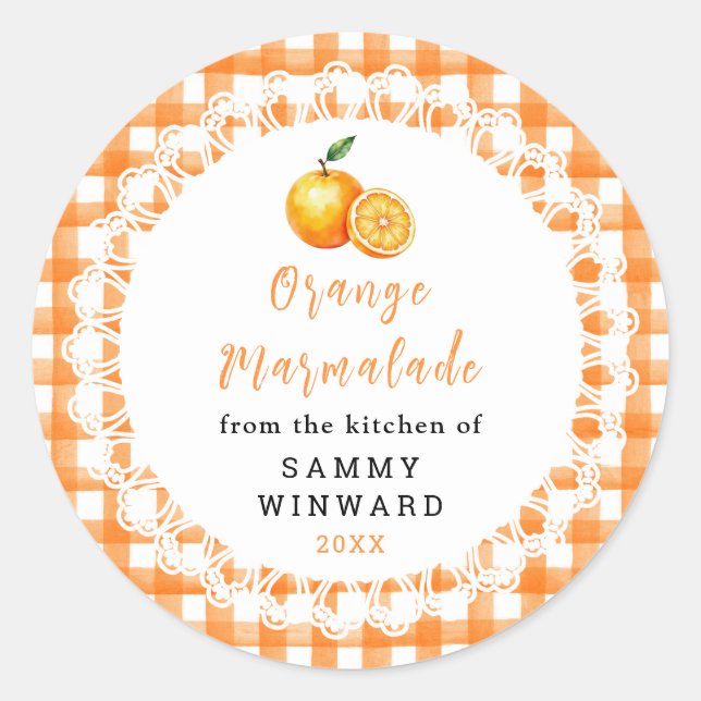Homemade Orange Marmalade Jar Label (Front)