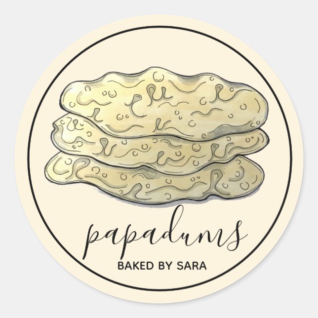 Homemade Papadum Indian Crispy Flatbreads Baked By Classic Round Sticker (Front)