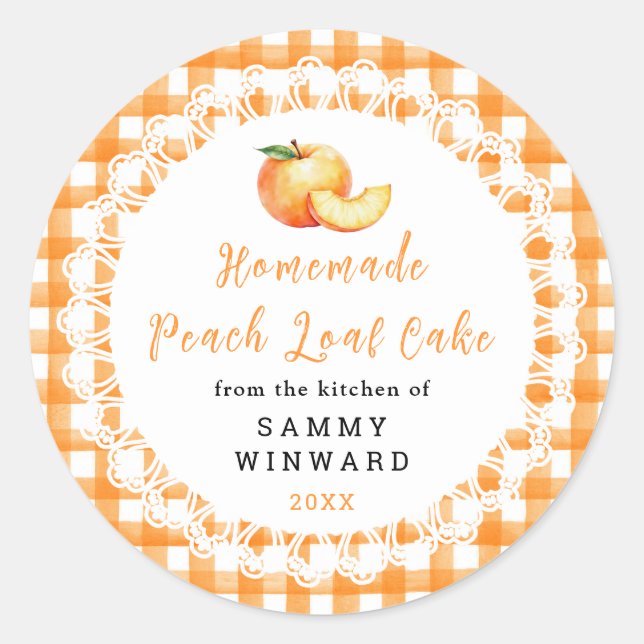 Homemade Peach Loaf Cake Label (Front)