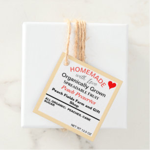 Homemade Peach Preserves QR Code Favor Tags