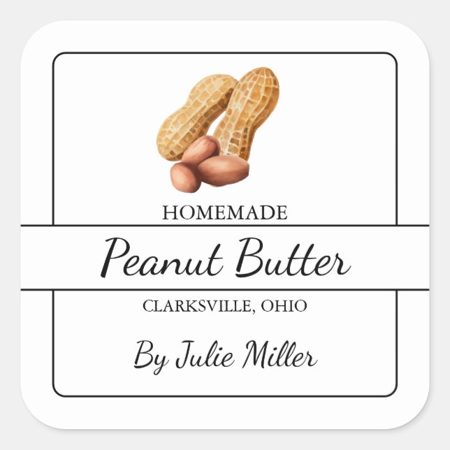 Homemade Peanut Butter Square Label (Front)