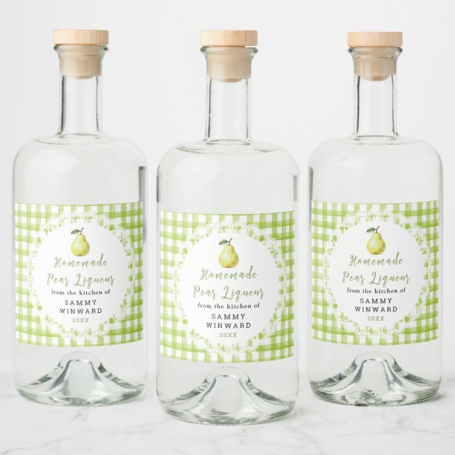 Homemade Pear Liqueur Bottle Label (Bottles)