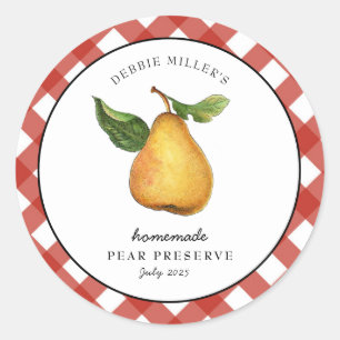 Homemade Pear Preserve Canning jar label 