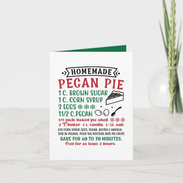 Homemade Pecan Pie recipe customizable Holiday Card (Front)