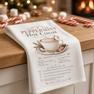 Homemade Peppermint Hot Cocoa Recipe Christmas Kitchen Towel