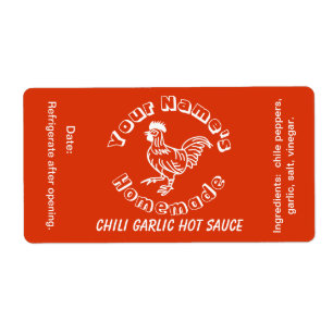 Homemade Personalized Hot Sauce Labels Rooster