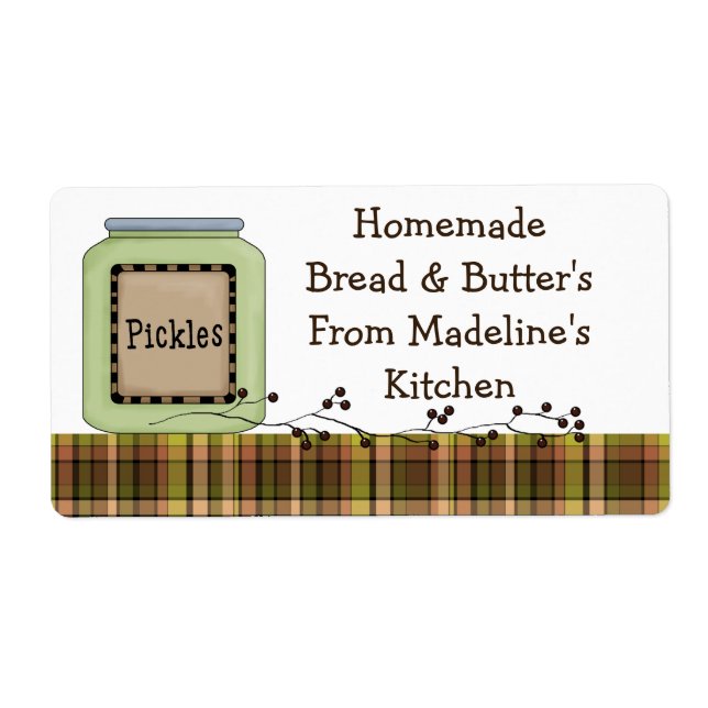 Homemade Pickle Jar Labels (Customize) (Front)