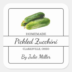 Homemade Pickled Zucchini Square Label