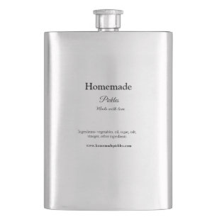 Homemade pickles made with love add text website hip flask