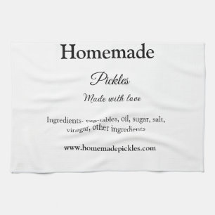 Homemade pickles made with love add text website kitchen towel